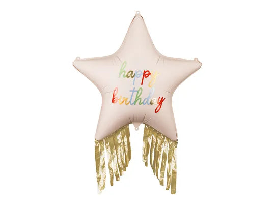 BALON HAPPY BIRTHDAY STAR FRINGES 72cm